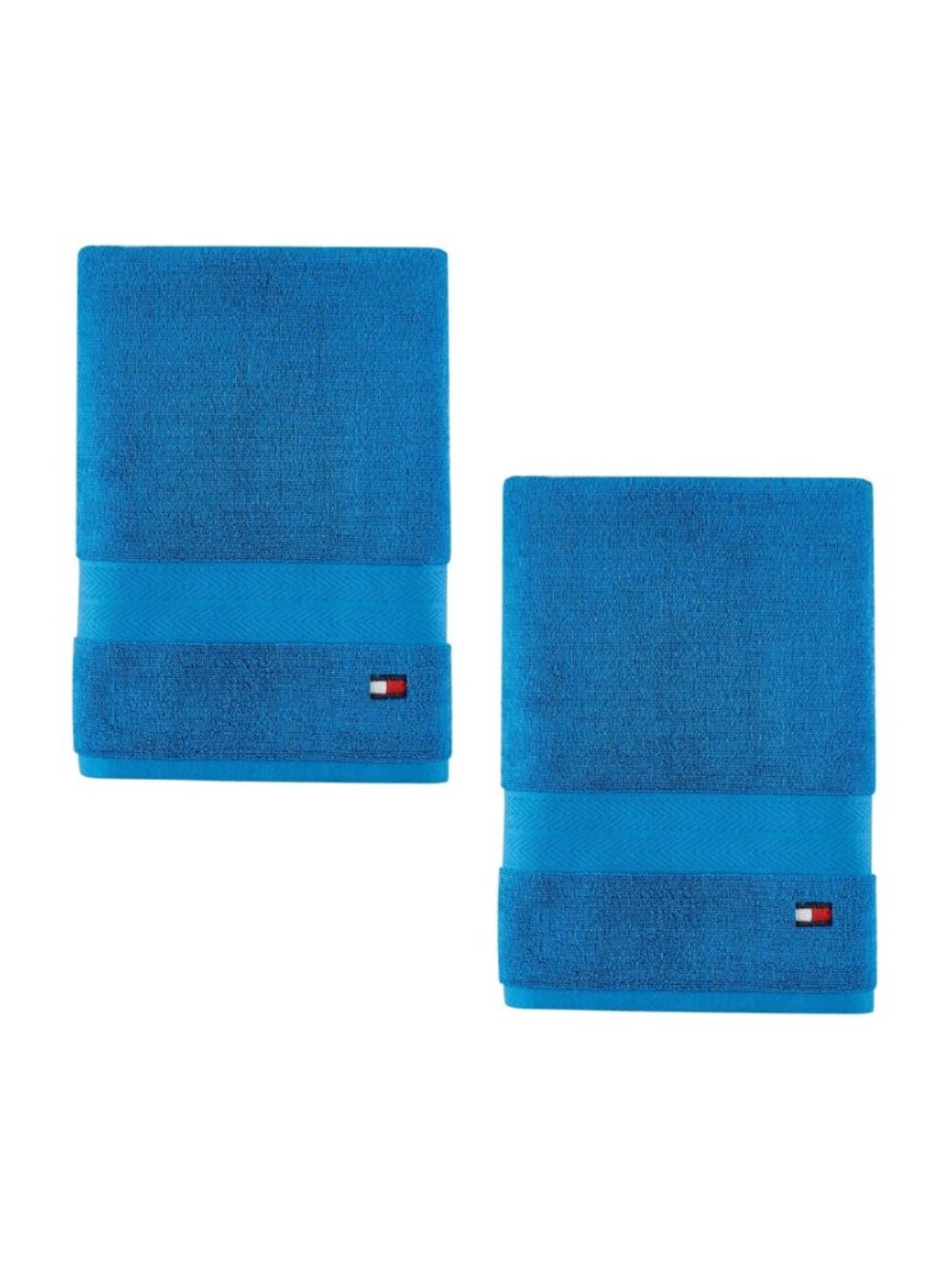 2 new SWEDISH BLUE Tommy Hilfiger Modern American 100% Cotton BATH Towels